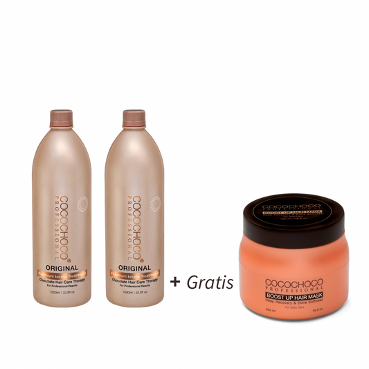 2x COCOCHOCO Keratin Original 1000 ml + Gratis Boost Up Hårkur 500 ml