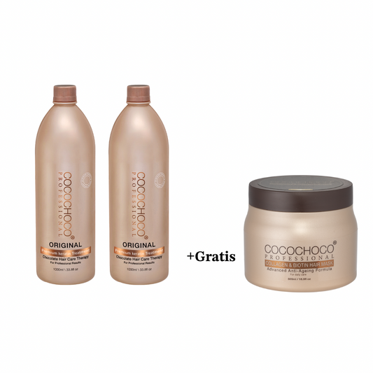 2× COCOCHOCO Keratin Original 1000 ml + Gratis Collagen & Biotin Hårkur 500 ml